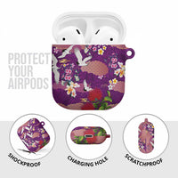 Hawaiian and Japanese Culture Together AirPods Case Purple Ohia Lehua Plumeria and Sakura Blooming LT03 - Polynesian Pride