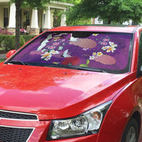 Hawaiian and Japanese Culture Together Auto Sun Shade Purple Ohia Lehua Plumeria and Sakura Blooming LT03 - Polynesian Pride