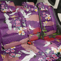 Hawaiian and Japanese Culture Together Back Car Seat Cover Purple Ohia Lehua Plumeria and Sakura Blooming LT03 - Polynesian Pride