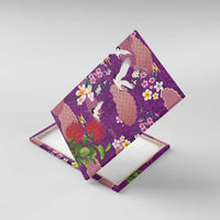 Hawaiian and Japanese Culture Together Canvas Wall Art Purple Ohia Lehua Plumeria and Sakura Blooming LT03 With Frame Purple - Polynesian Pride