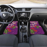 Hawaiian and Japanese Culture Together Car Mats Purple Ohia Lehua Plumeria and Sakura Blooming LT03 Set 2pcs - Front Purple - Polynesian Pride