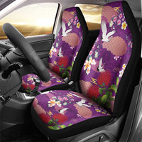 Hawaiian and Japanese Culture Together Car Seat Cover Purple Ohia Lehua Plumeria and Sakura Blooming LT03 - Polynesian Pride