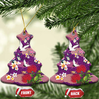 Hawaiian and Japanese Culture Together Ceramic Ornament Purple Ohia Lehua Plumeria and Sakura Blooming LT03 Christmas Tree Purple - Polynesian Pride