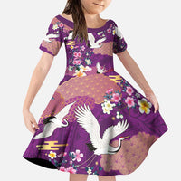 Hawaiian and Japanese Culture Together Family Matching Mermaid Dress and Hawaiian Shirt Purple Ohia Lehua Plumeria and Sakura Blooming LT03 Daughter's Dress Purple - Polynesian Pride
