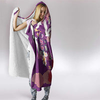 Hawaiian and Japanese Culture Together Hooded Blanket Purple Ohia Lehua Plumeria and Sakura Blooming LT03 - Polynesian Pride