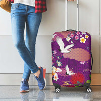 Hawaiian and Japanese Culture Together Luggage Cover Purple Ohia Lehua Plumeria and Sakura Blooming LT03 - Polynesian Pride
