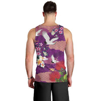 Hawaiian and Japanese Culture Together Men Tank Top Purple Ohia Lehua Plumeria and Sakura Blooming LT03 - Polynesian Pride