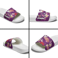 Hawaiian and Japanese Culture Together Slide Sandals Purple Ohia Lehua Plumeria and Sakura Blooming LT03 - Polynesian Pride