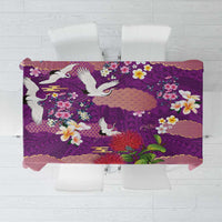 Hawaiian and Japanese Culture Together Tablecloth Purple Ohia Lehua Plumeria and Sakura Blooming LT03 Purple - Polynesian Pride