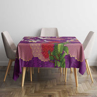 Hawaiian and Japanese Culture Together Tablecloth Purple Ohia Lehua Plumeria and Sakura Blooming LT03 - Polynesian Pride