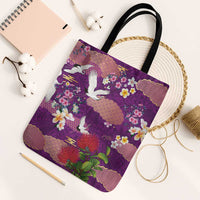 Hawaiian and Japanese Culture Together Tote Bag Purple Ohia Lehua Plumeria and Sakura Blooming LT03 Black Strap One Size Purple - Polynesian Pride