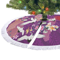Hawaiian and Japanese Culture Together Tree Skirt Purple Ohia Lehua Plumeria and Sakura Blooming LT03 - Polynesian Pride