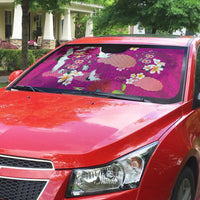Hawaiian and Japanese Culture Together Auto Sun Shade Pink Ohia Lehua Plumeria and Sakura Blooming LT03 - Polynesian Pride