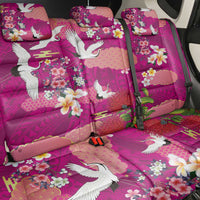 Hawaiian and Japanese Culture Together Back Car Seat Cover Pink Ohia Lehua Plumeria and Sakura Blooming LT03 - Polynesian Pride