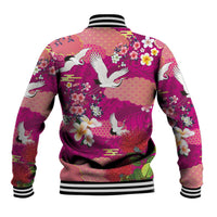 Hawaiian and Japanese Culture Together Baseball Jacket Pink Ohia Lehua Plumeria and Sakura Blooming LT03 - Polynesian Pride