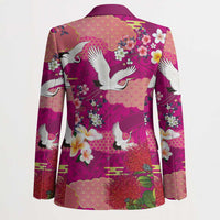 Hawaiian and Japanese Culture Together Blazer Pink Ohia Lehua Plumeria and Sakura Blooming LT03 - Polynesian Pride