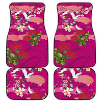 Hawaiian and Japanese Culture Together Car Mats Pink Ohia Lehua Plumeria and Sakura Blooming LT03 - Polynesian Pride