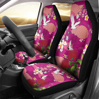 Hawaiian and Japanese Culture Together Car Seat Cover Pink Ohia Lehua Plumeria and Sakura Blooming LT03 - Polynesian Pride