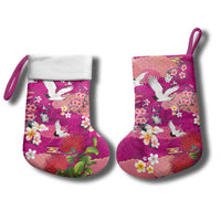 Hawaiian and Japanese Culture Together Christmas Stocking Pink Ohia Lehua Plumeria and Sakura Blooming LT03 - Polynesian Pride