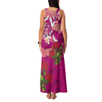 Hawaiian and Japanese Culture Together Family Matching Tank Maxi Dress and Hawaiian Shirt Pink Ohia Lehua Plumeria and Sakura Blooming LT03 - Polynesian Pride
