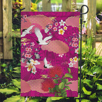 Hawaiian and Japanese Culture Together Garden Flag Pink Ohia Lehua Plumeria and Sakura Blooming LT03 Garden Flag Pink - Polynesian Pride