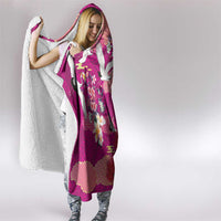 Hawaiian and Japanese Culture Together Hooded Blanket Pink Ohia Lehua Plumeria and Sakura Blooming LT03 - Polynesian Pride