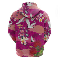 Hawaiian and Japanese Culture Together Hoodie Pink Ohia Lehua Plumeria and Sakura Blooming LT03 - Polynesian Pride