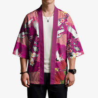 Hawaiian and Japanese Culture Together Kimono Pink Ohia Lehua Plumeria and Sakura Blooming LT03 - Polynesian Pride