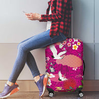 Hawaiian and Japanese Culture Together Luggage Cover Pink Ohia Lehua Plumeria and Sakura Blooming LT03 - Polynesian Pride