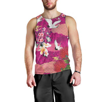 Hawaiian and Japanese Culture Together Men Tank Top Pink Ohia Lehua Plumeria and Sakura Blooming LT03 - Polynesian Pride