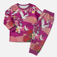Hawaiian and Japanese Culture Together Christmas Pajama Set Pink Ohia Lehua Plumeria and Sakura Blooming LT03 Men Pink - Polynesian Pride