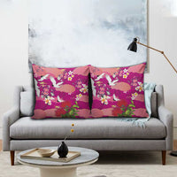 Hawaiian and Japanese Culture Together Pillow Cover Pink Ohia Lehua Plumeria and Sakura Blooming LT03 - Polynesian Pride