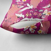Hawaiian and Japanese Culture Together Pillow Cover Pink Ohia Lehua Plumeria and Sakura Blooming LT03 - Polynesian Pride