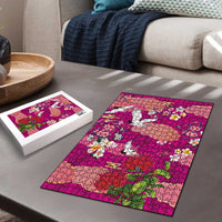 Hawaiian and Japanese Culture Together Puzzle Pink Ohia Lehua Plumeria and Sakura Blooming LT03 - Polynesian Pride