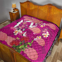 Hawaiian and Japanese Culture Together Quilt Pink Ohia Lehua Plumeria and Sakura Blooming LT03 - Polynesian Pride