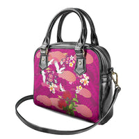 Hawaiian and Japanese Culture Together Shoulder Handbag Pink Ohia Lehua Plumeria and Sakura Blooming LT03 - Polynesian Pride