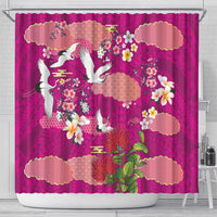 Hawaiian and Japanese Culture Together Shower Curtain Pink Ohia Lehua Plumeria and Sakura Blooming LT03 - Polynesian Pride