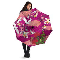 Hawaiian and Japanese Culture Together Umbrella Pink Ohia Lehua Plumeria and Sakura Blooming LT03 - Polynesian Pride