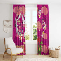 Hawaiian and Japanese Culture Together Window Curtain Pink Ohia Lehua Plumeria and Sakura Blooming LT03 - Polynesian Pride