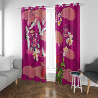 Hawaiian and Japanese Culture Together Window Curtain Pink Ohia Lehua Plumeria and Sakura Blooming LT03 With Grommets Pink - Polynesian Pride