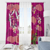 Hawaiian and Japanese Culture Together Window Curtain Pink Ohia Lehua Plumeria and Sakura Blooming LT03 - Polynesian Pride
