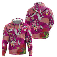 Hawaiian and Japanese Culture Together Zip Hoodie Pink Ohia Lehua Plumeria and Sakura Blooming LT03 - Polynesian Pride