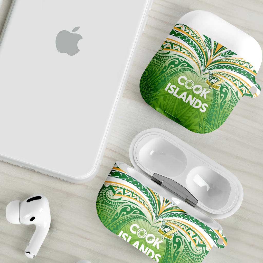 Cook Islands Rugby League AirPods Case Tatau Tribal Motifs-Light Green Color - Polynesian Pride