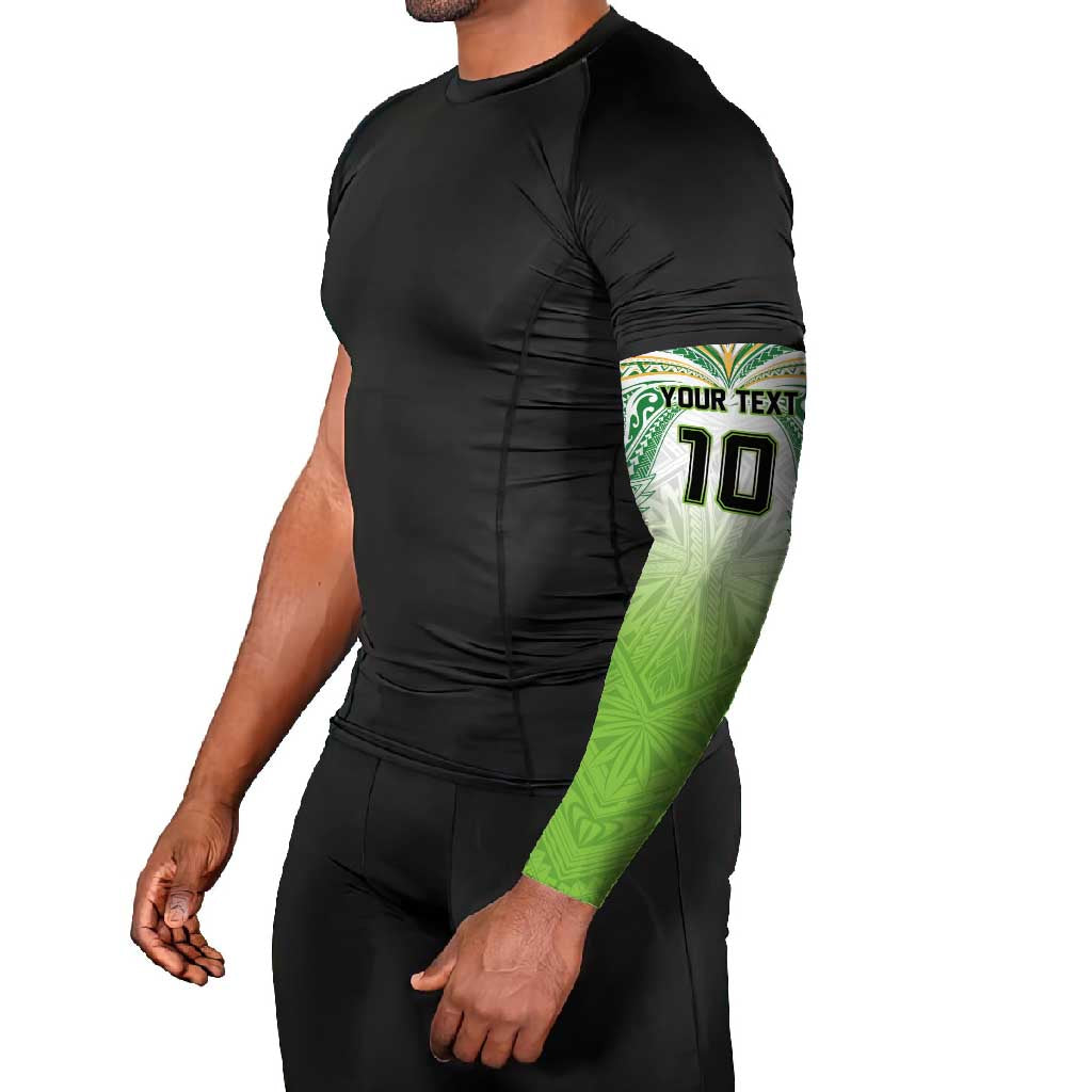 Custom Cook Islands Rugby League Arm Sleeves Tatau Tribal Motifs-Light Green Color - Polynesian Pride