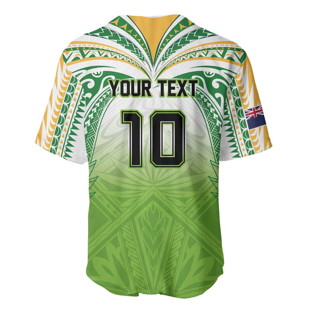 Custom Cook Islands Rugby League Baseball Jersey Tatau Tribal Motifs-Light Green Color - Polynesian Pride