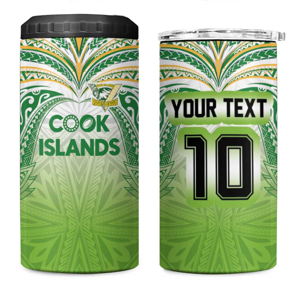 Custom Cook Islands Rugby League 4 in 1 Can Cooler Tumbler Tatau Tribal Motifs-Light Green Color LT03 One Size: 16 oz Green - Polynesian Pride