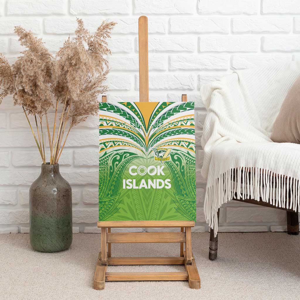 Cook Islands Rugby League Canvas Wall Art Tatau Tribal Motifs-Light Green Color - Polynesian Pride