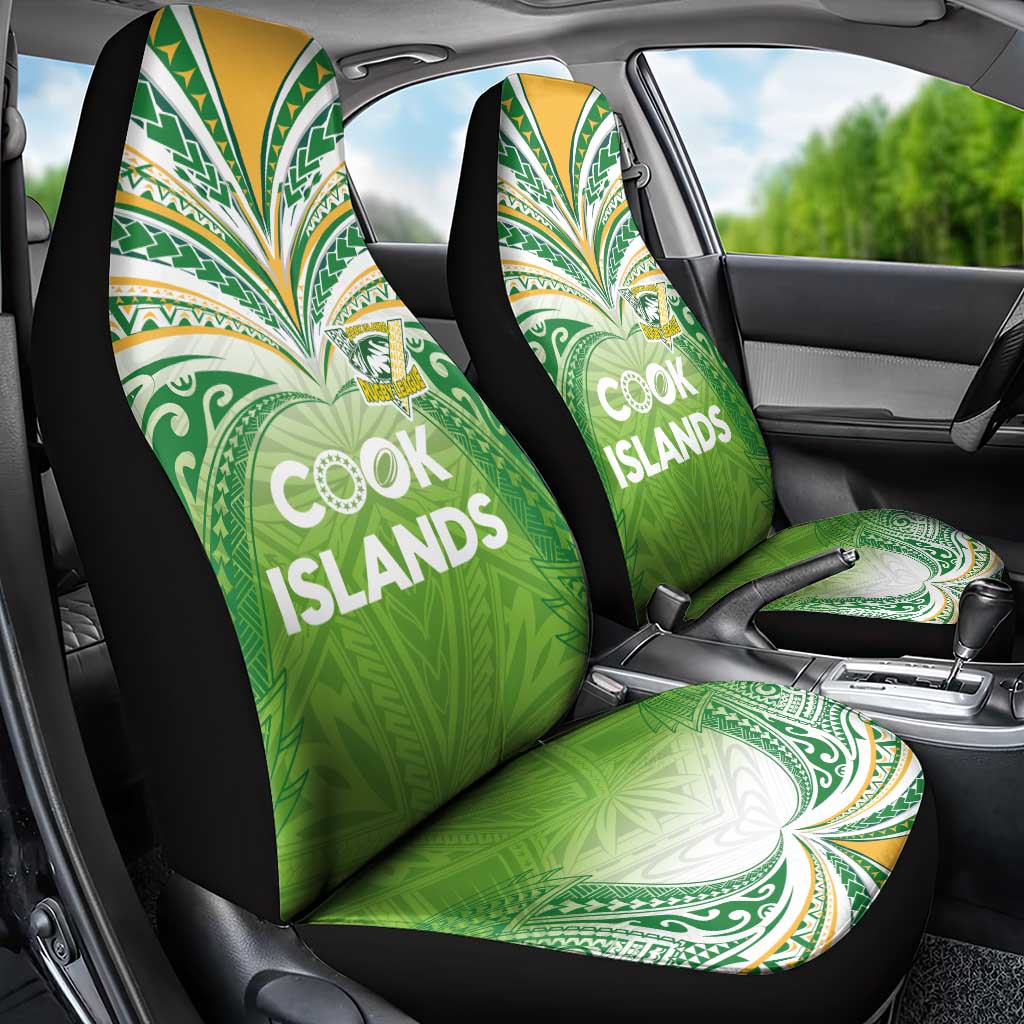 Cook Islands Rugby League Car Seat Cover Tatau Tribal Motifs-Light Green Color LT03 - Polynesian Pride