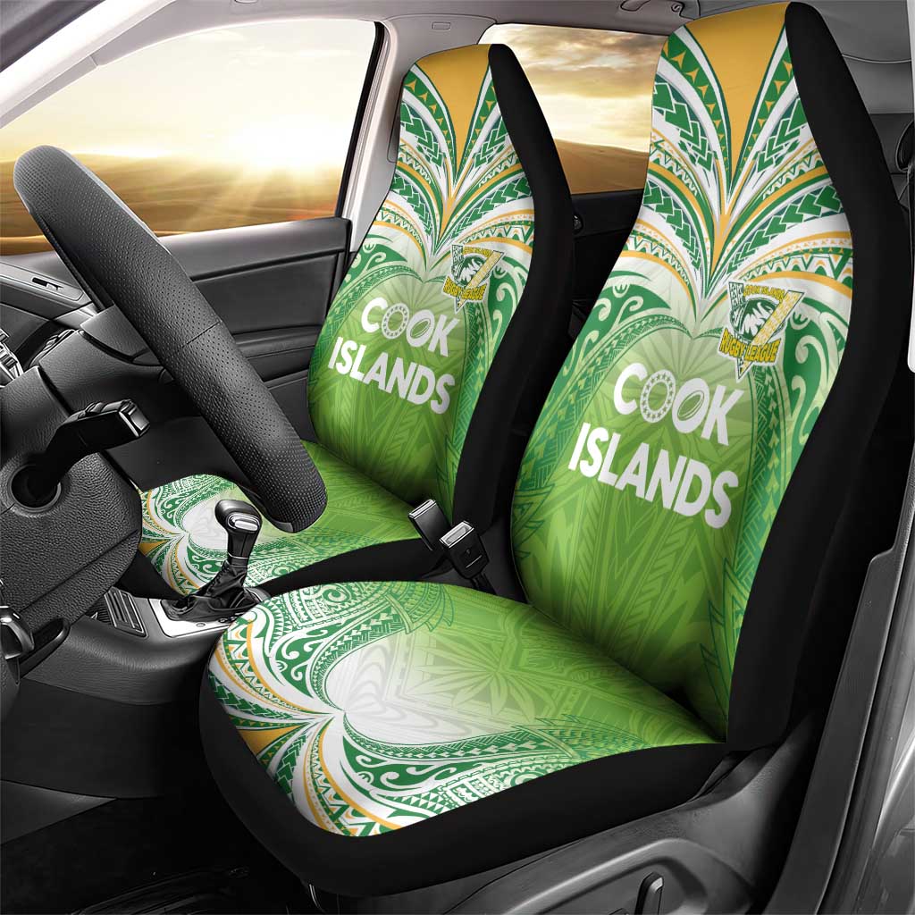Cook Islands Rugby League Car Seat Cover Tatau Tribal Motifs-Light Green Color LT03 - Polynesian Pride