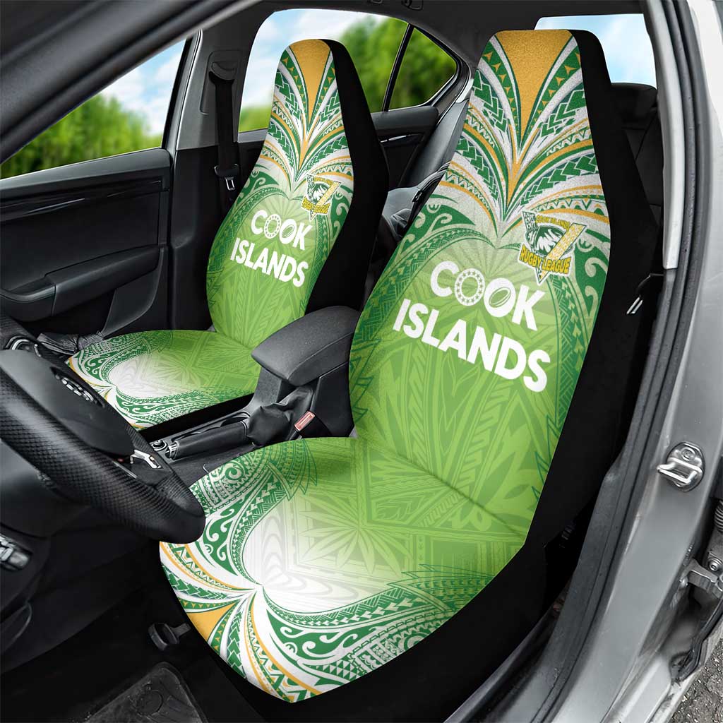 Cook Islands Rugby League Car Seat Cover Tatau Tribal Motifs-Light Green Color LT03 - Polynesian Pride
